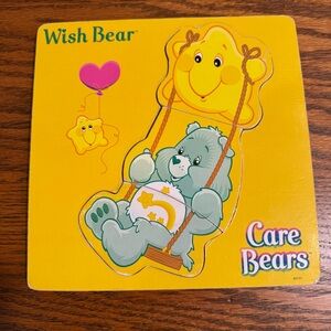 HTF RARE Vintage Original 1980s Care Bear 3D Wooden Puzzle Wish Bear Stars Swing